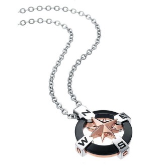 1 - Collana Zancan Uomo EHC014 in acciaio 316L ciondolo con rosa dei venti collezione Hi Teck