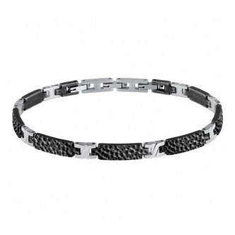 1 - Bracciale uomo Sector Energy Hammered nero e grigio SAFT79 acciaio