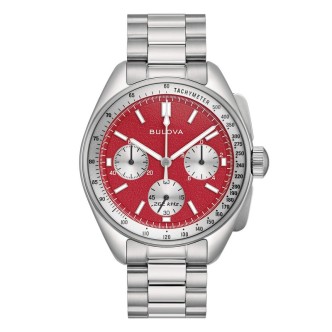 1 - Orologio uomo Bulova Lunar Pilot Crono Blood Moon  fondo rosso 96A316 cassa e bracciale acciaio