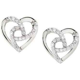 2 - Orecchini cuore donna Amen Argento 925 EHHBBZ con zirconi bianchi