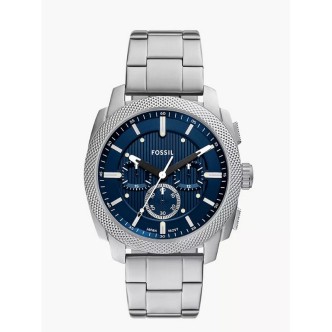1 - Orologio uomo cronografo Fossil Machine fondo blu FS6096 cassa e bracciale acciaio