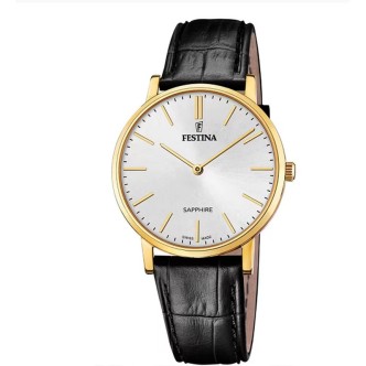 1 - Orologio uomo solo tempo Festina Swiss Made fondo grigio F20016/1 vetro zaffiro cinturino in pelle