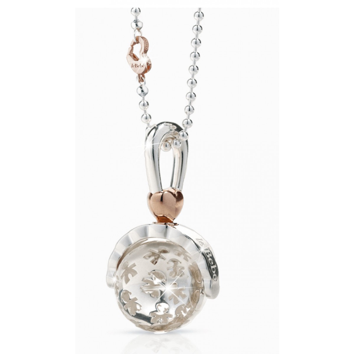 Jewelry Necklace Le Bebe Snm006 In Sterling Silver With A Rose Gold Plated Heart