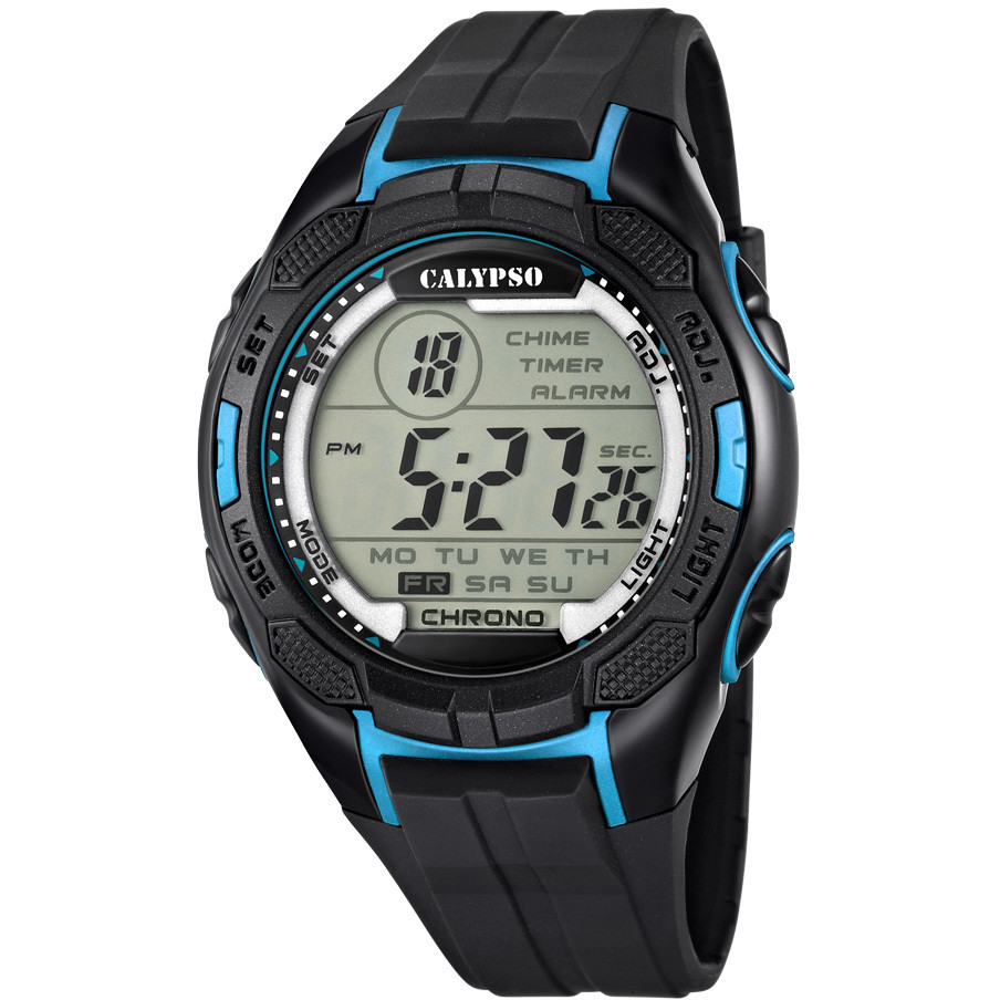 Watches: Calypso black and blue digital watch for men K5627 / 2 plastic For  Man collection