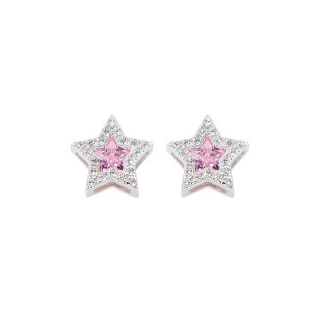 Orecchini donna stella Amen Argento 925 con zirconi bianchi e rosa ESTBBROZ