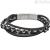 Fossil bracelet JF02937040 in black leather with shiny finish and stainless steel.