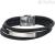 Breil TJ2136 bracelet in black leather with Rebel polished steel elements