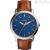 Watch Fossil man steel only time analog leather strap FS5304 Minimalist 3H