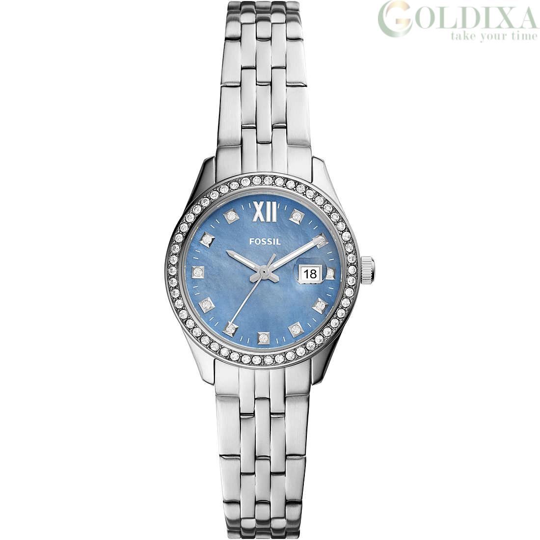 Watches: Fossil woman watch only time blue mother of pearl Scarlette Micro  ES5074