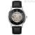 Bulova Clipper Skelethon automatic men's watch black background 96A279 leather strap