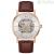 Bulova Clipper Skelethon automatic men's watch pink 97A172 brown leather