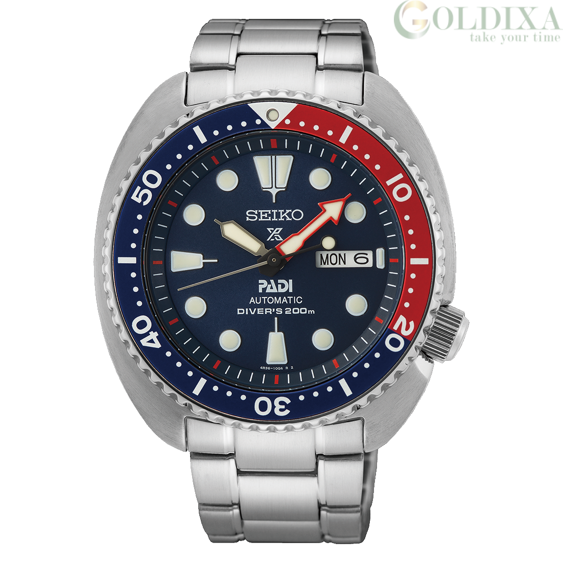 Watches: Seiko Padi turtle Prospex red and blue men's watch SRPE99K1