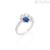 Four-leaf clover woman ring and blue heart Amen RQUBBL-10 925 silver with zircons, size 10