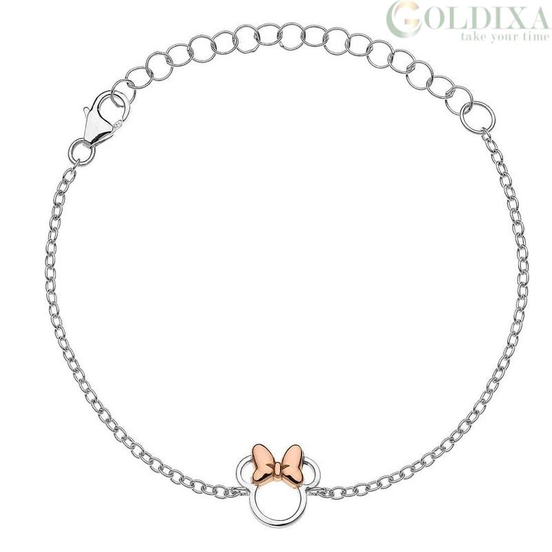 Enchanted Disney Belle 0.086 CT. T.W. Diamond Bypass Rose Bolo Bracelet in  Sterling Silver and 10K Rose Gold - 10.5