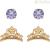 Disney princess girl earrings set in 925 silver golden crown and purple zircons S901260CZAL
