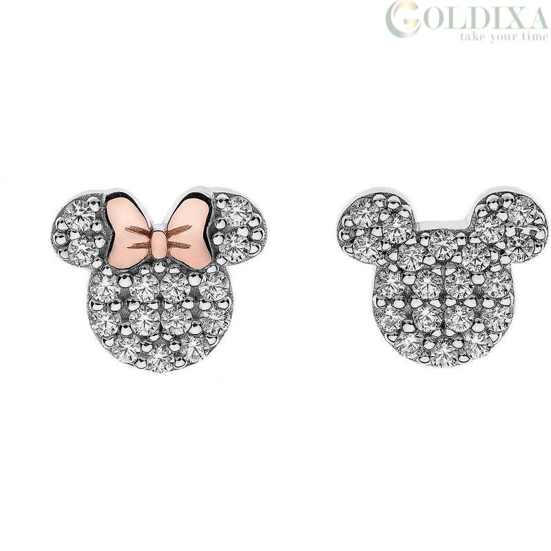 Disney Rose Gold Two-Tone Fine Silver Plated Crystal Mickey Mouse Earring  Set - Walmart.com