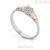 Woman solitaire ring 9Kt white gold and diamonds with pink gold hearts Roberto Giannotti LUX17