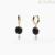 Mabina Silver women's hoop earrings with zircons and black agate 563586