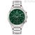 Bulova Curv Dress men's chronograph watch in steel with green background 96A297