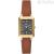 Fossil Raquel women's only time watch, rectangular gray ES5303 316L steel, leather strap