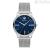 Emporio Armani Minimalist men's only time watch with blue background AR11171 steel Milano mesh
