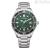 Eco Drive Citizen Marine AW1828-80X time-only unisex watch with steel green background