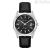 Bulova Surveyor automatic men's watch, black background 96B435, black leather strap